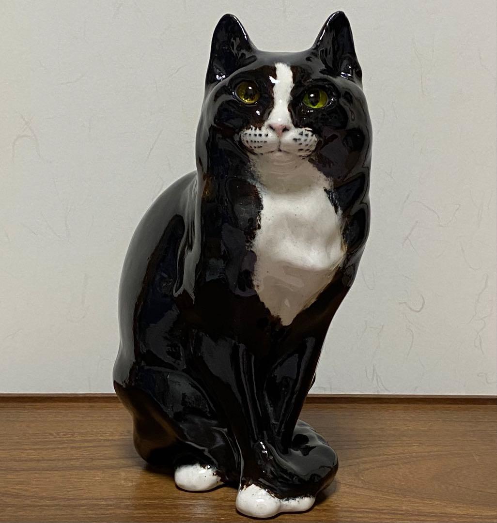 モデルNo.42 ウィンスタンレイキャット 初期作品 白黒ハチワレ猫 貫入