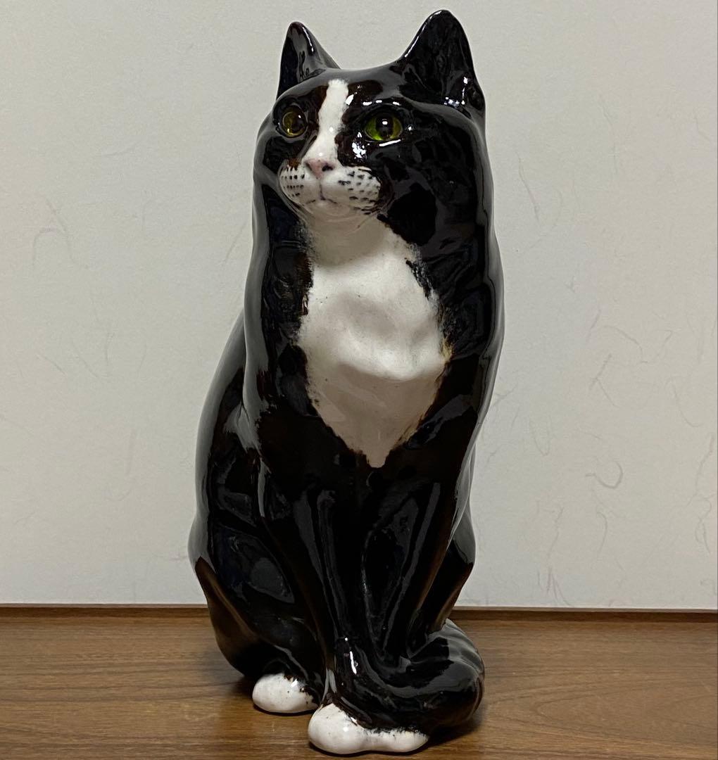 モデルNo.42 ウィンスタンレイキャット 初期作品 白黒ハチワレ猫 貫入