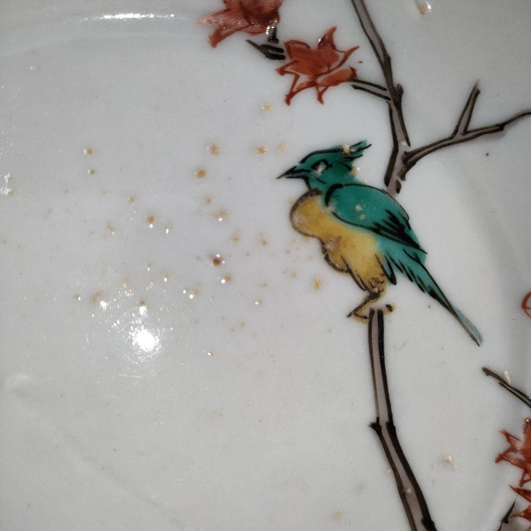 A1210-3/古九谷色絵花鳥文銘々皿5客/共箱/向付/飾