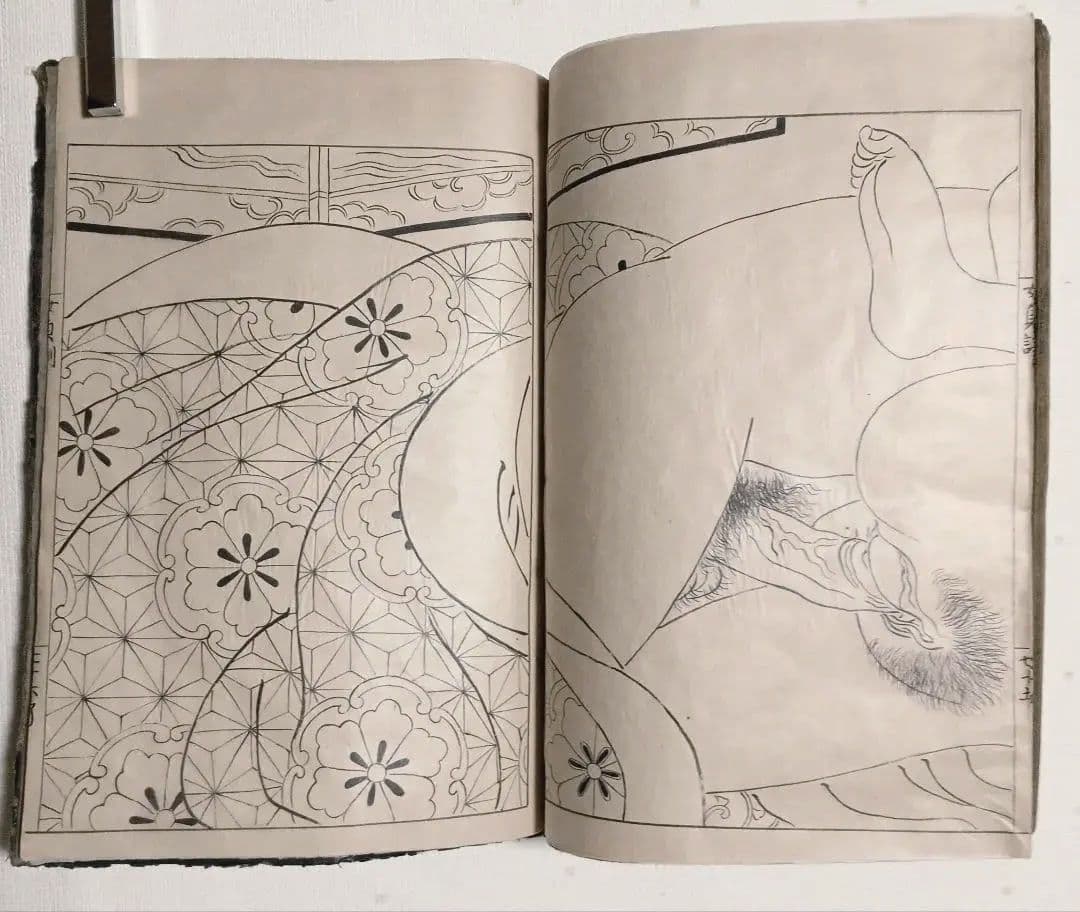 貴重春画大型本黒摺版画、女貞訓下所文庫月岡雪鼎画、明和5年頃出版