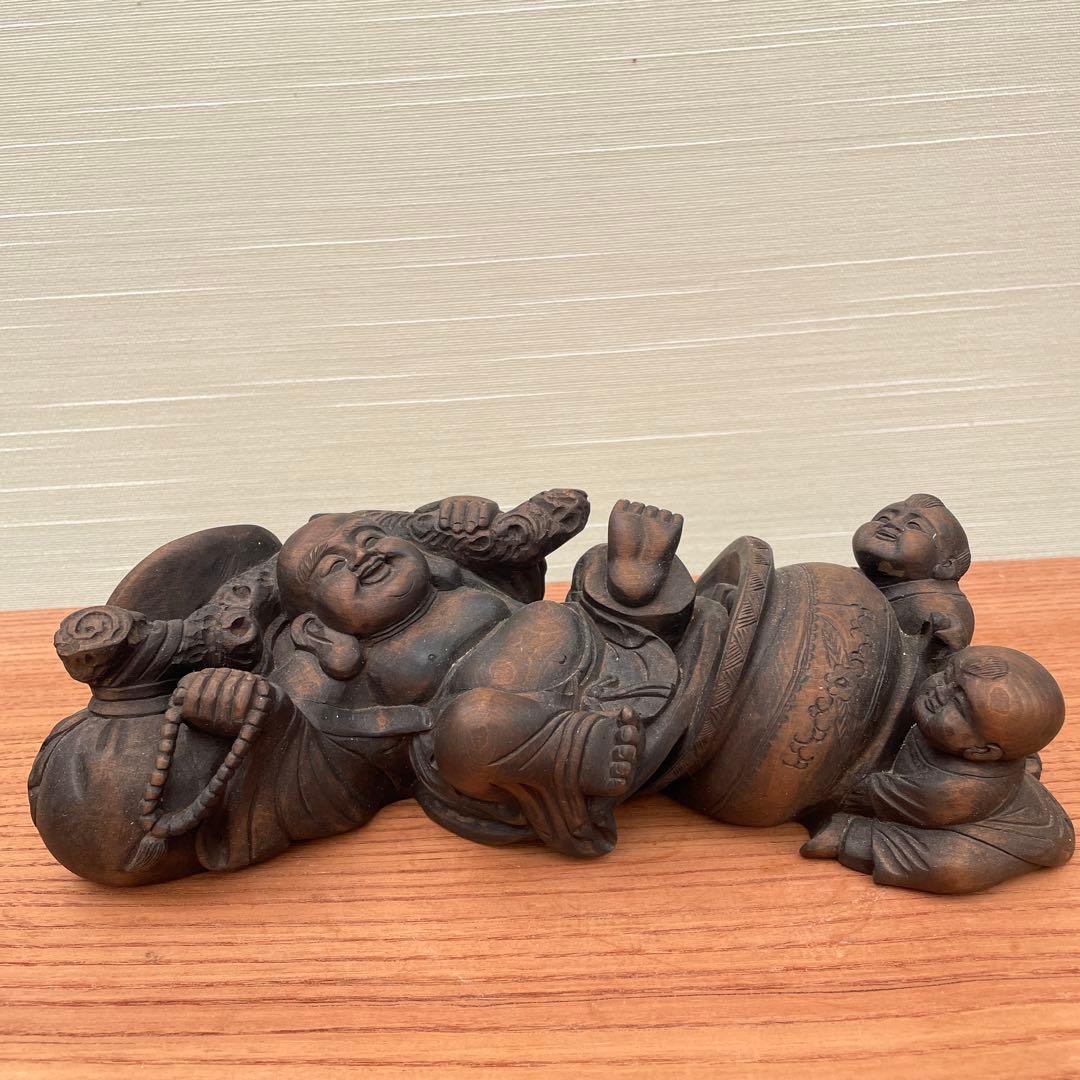 七福神　布袋尊　布袋さん　木彫 布袋尊 布袋様 木彫り 生命の樹 布袋さん 置物 七福神 オブジェ