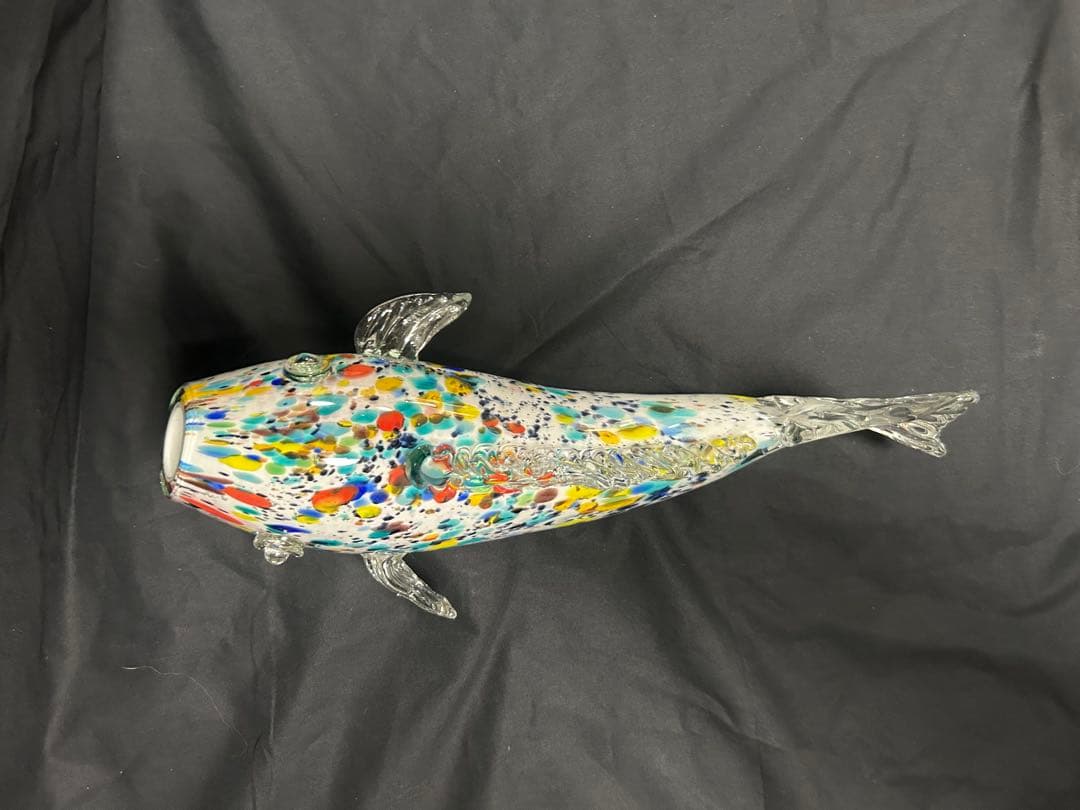 昭和レトロ カラフルガラス花瓶 魚 鯉 約40cm