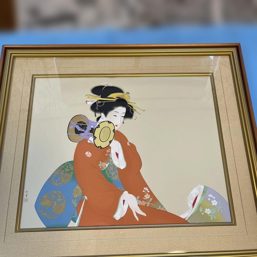 文化勲章受賞 上村松園 鼓の音 シルク版画 美人画 - メルカリ