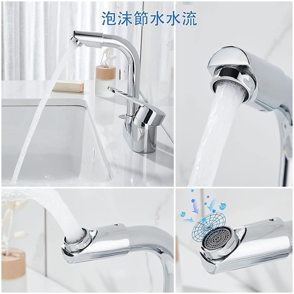 真鍮製 2穴洗面用水栓 シングルレバー 360° 回転 nihon-dm_2hf02