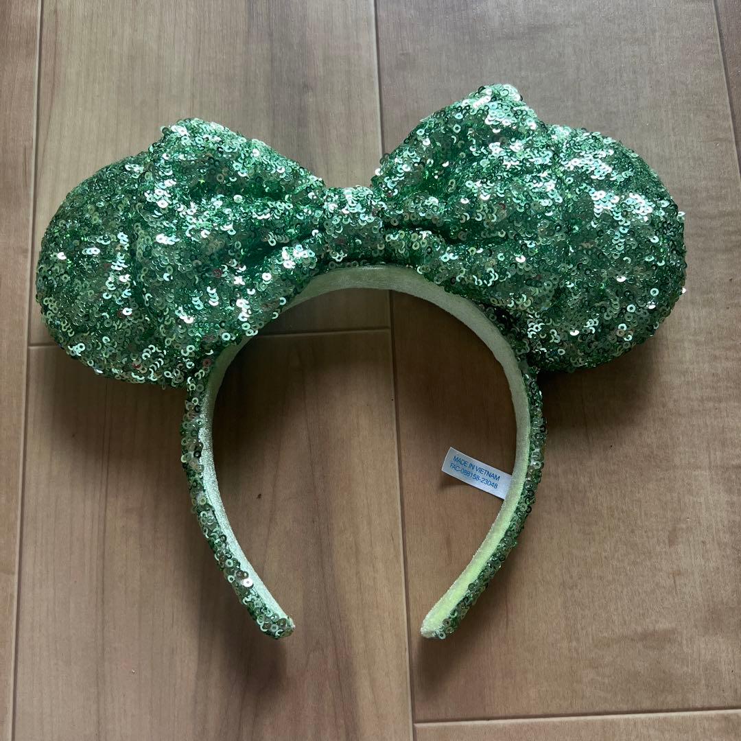 東京ディズニーリゾート ミッキー型 スパンコールカチューシャ 緑