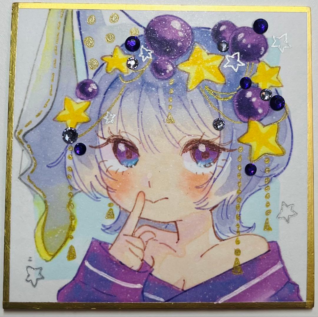 星葡萄の女の子】オリジナル 手描きイラスト 原画 - メルカリ