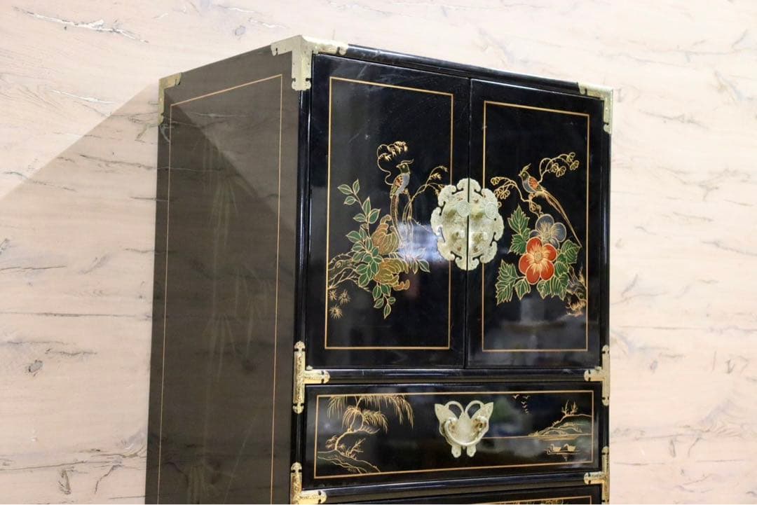 GMIH192○中国家具 李朝家具 チェスト 花鳥図 小箪笥 アジアン シノ