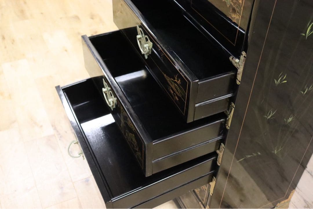 GMIH192○中国家具 李朝家具 チェスト 花鳥図 小箪笥 アジアン シノ
