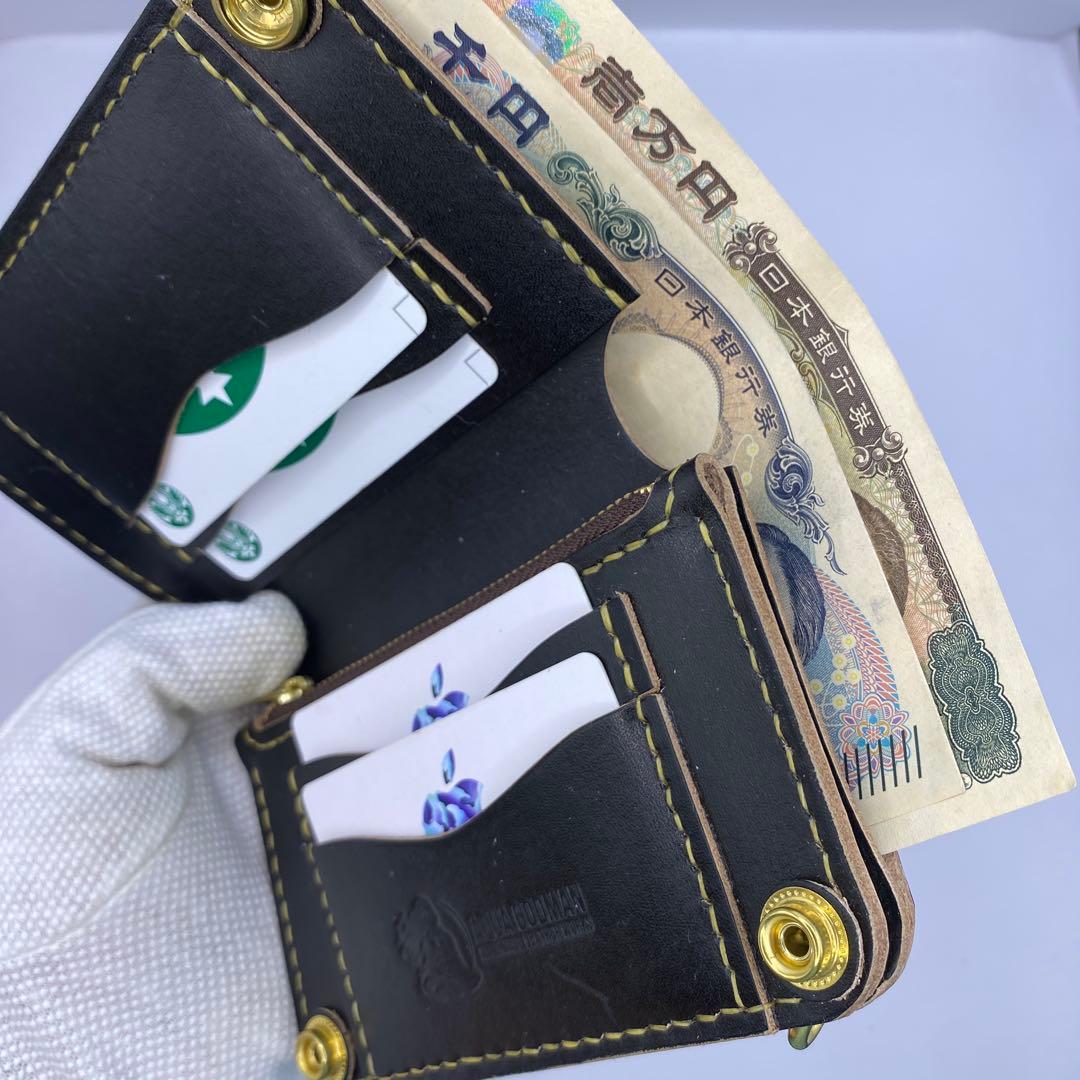 無骨！お札折らずに収納できる無骨な手染めミドルトラッカーウォレット BTW