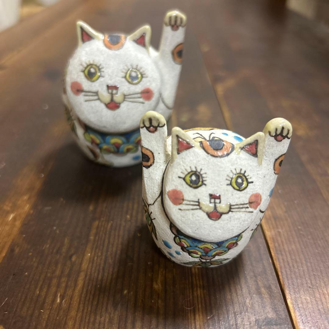 作家 陶芸作家 招き猫 手描き 左手上げ 商売繁盛 縁起物