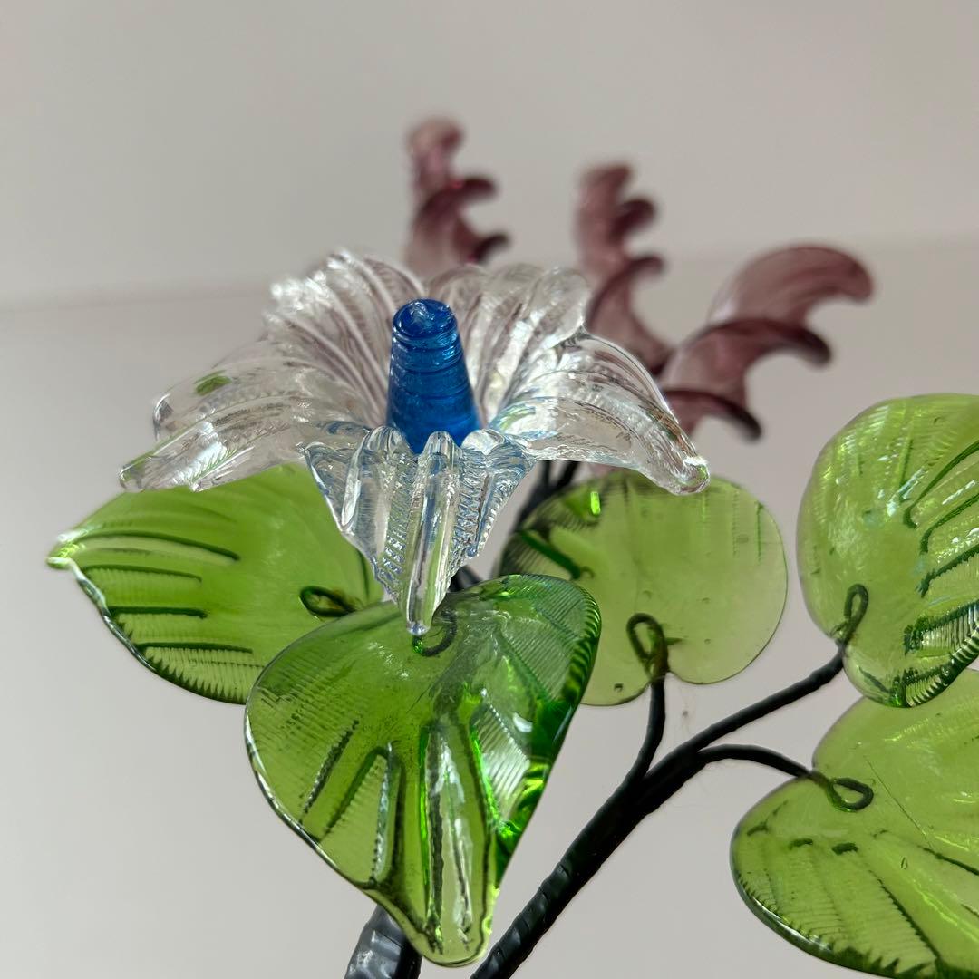 琉球ガラス 花 ブルー レトロ フラワー ワイヤー入り - メルカリ