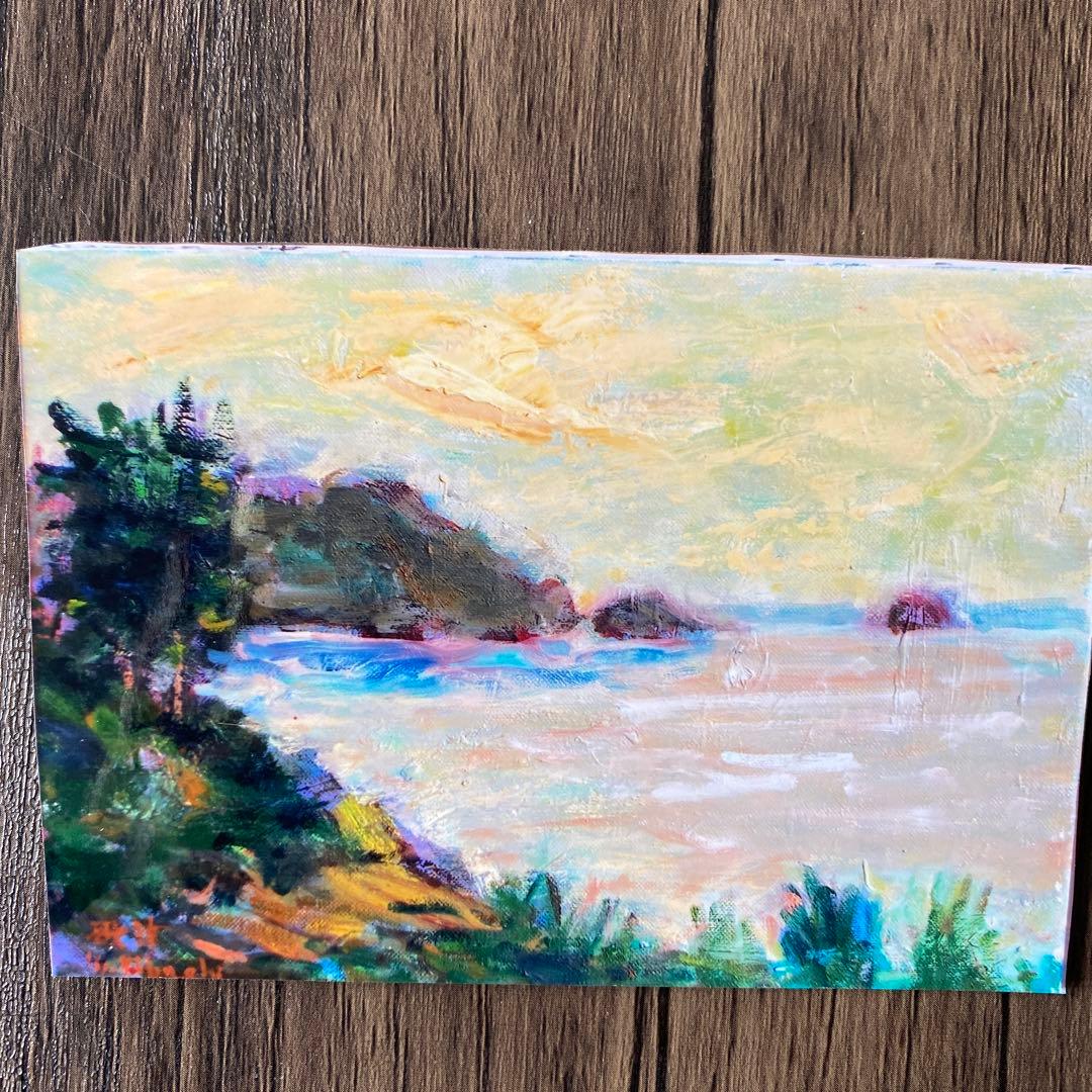 絵画　油彩画　油絵　「三陸の海」4F 菊地正則　渡仏　美品　手描き　原画　額付き 油絵 油彩画 原画 F6 「椿」菊地正則 額付き 美品 新品 送料無料