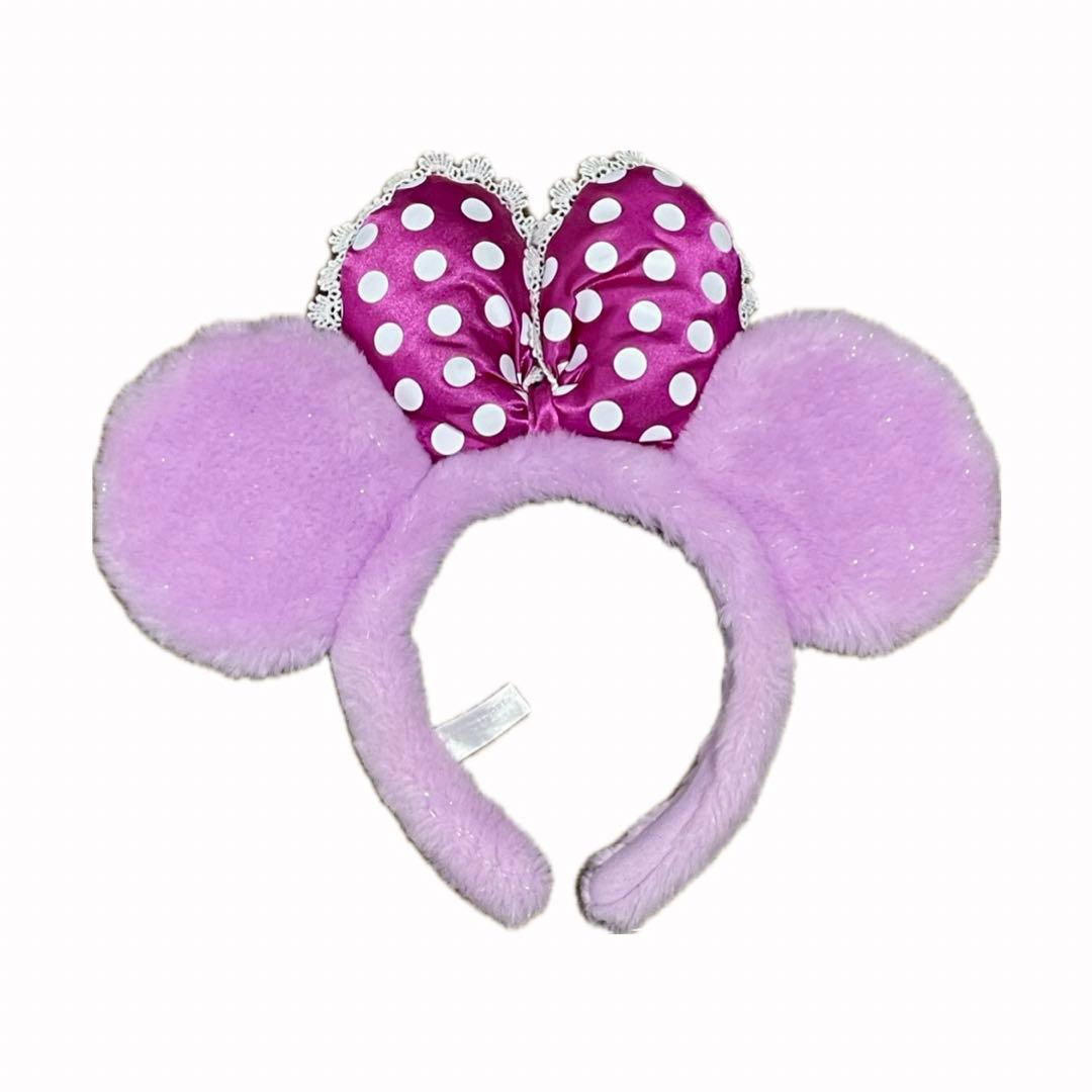 ディズニー ミニー ふわふわ カチューシャ ピンク 紫 ラメ もこもこ