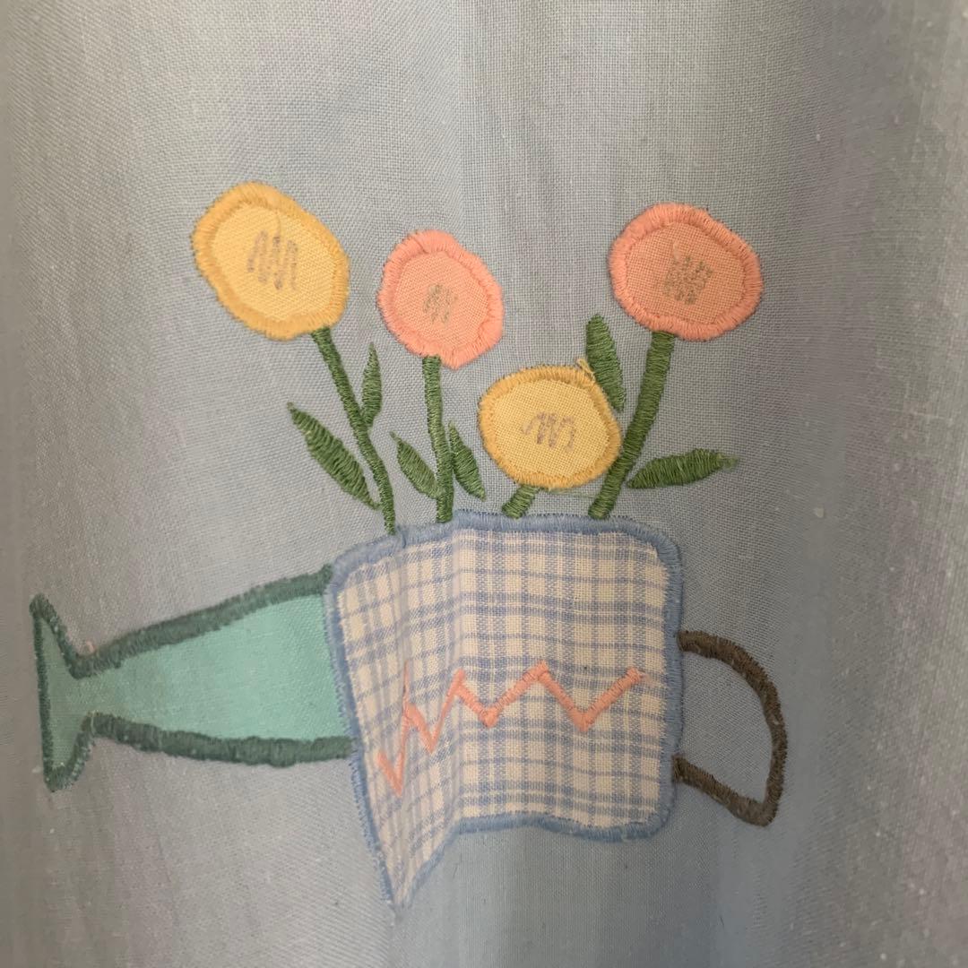 割烹着 花の刺繍付き エプロン ポケット付 - メルカリ