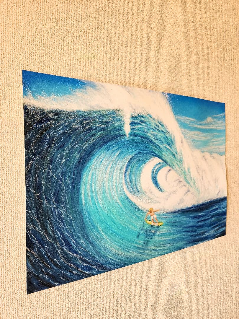 海の絵 風景画 サーフィン パステル画 絵画 アート 海 サーフィンの絵