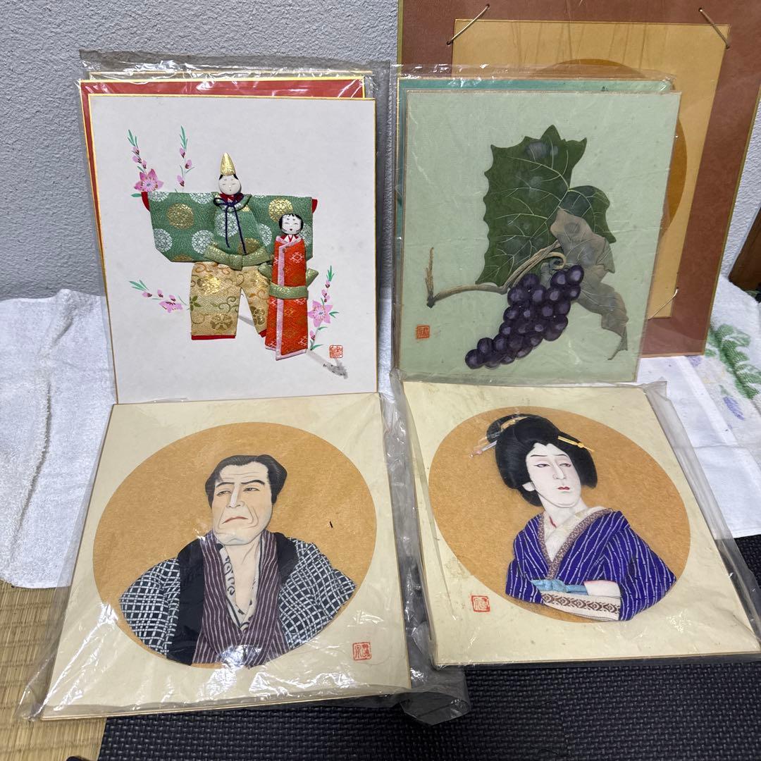 日本の伝統文化 はり絵・きり絵 セット 色紙サイズ