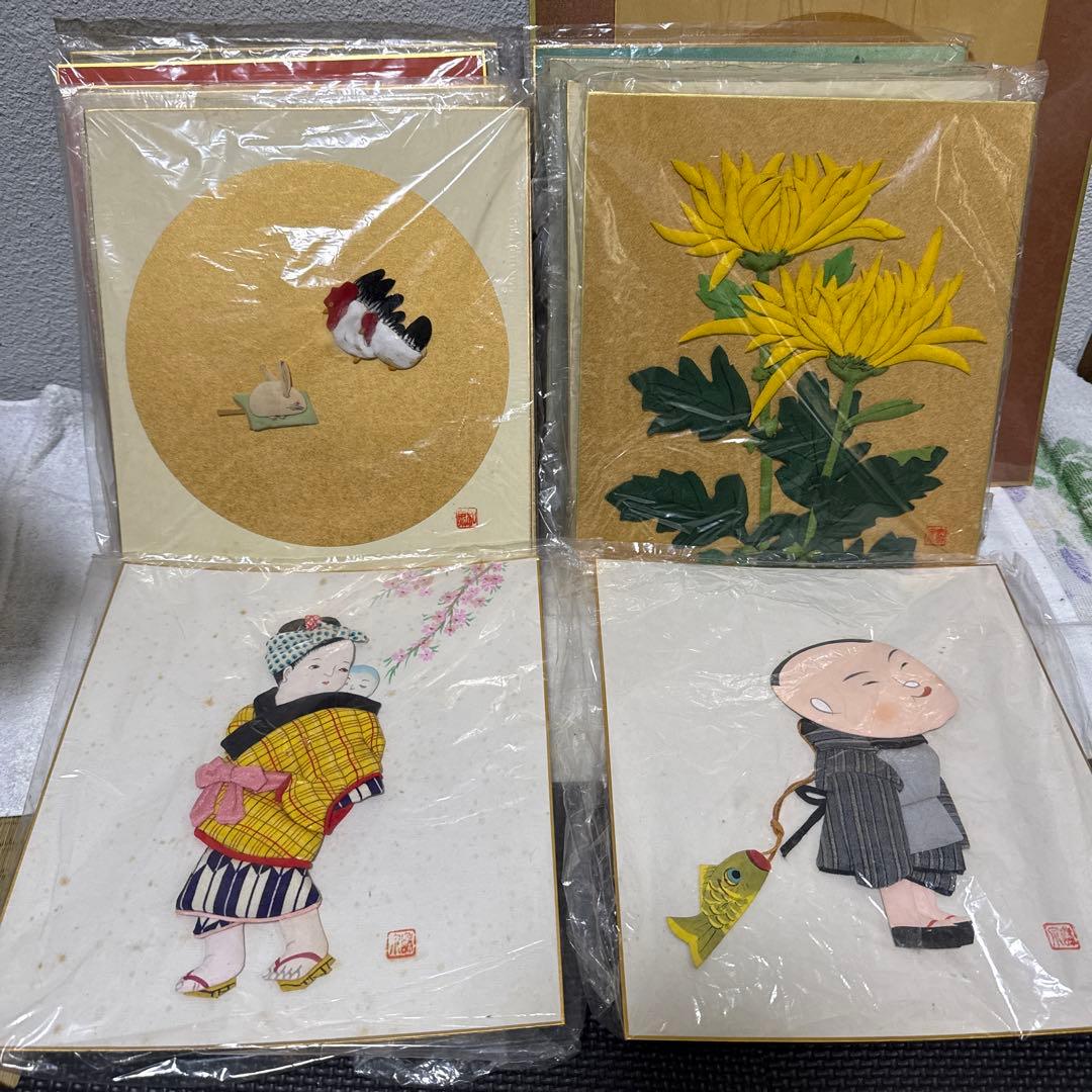 日本の伝統文化 はり絵・きり絵 セット 色紙サイズ