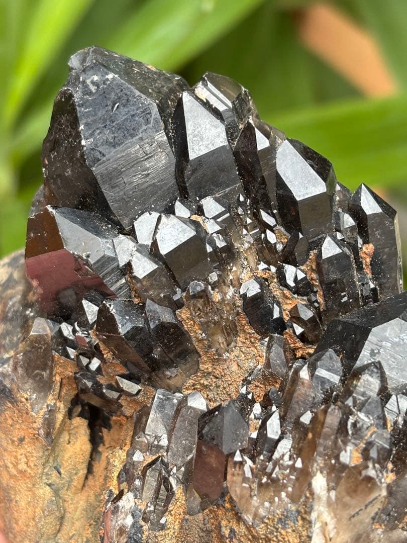 モリオン 黒水晶 キャンドルクォーツ クラスター 893g 姿が美しい