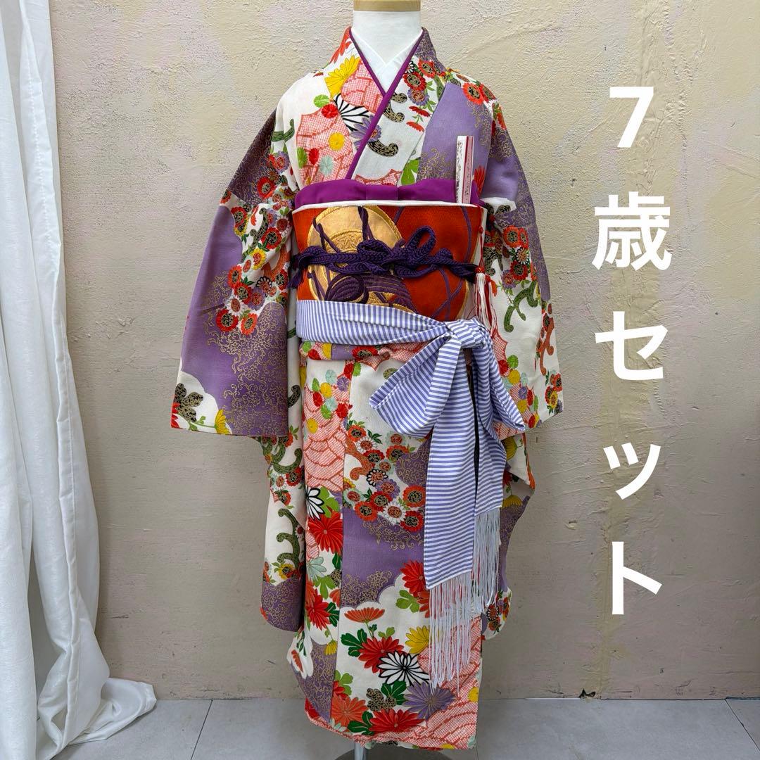 No.k004七五三 7歳 着物 フルセット レトロ柄 No.k004七五三 7歳 着物 フルセット レトロ柄 - メルカリ