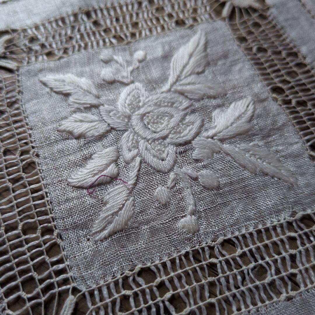 クリスマス前SALE！今日迄 希少フランスアンティーク 刺繍とレース編み
