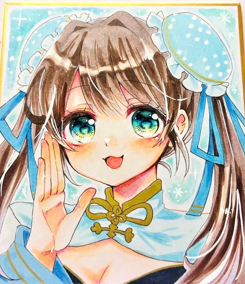 手描き アナログ イラスト オリジナル 色紙 - メルカリ