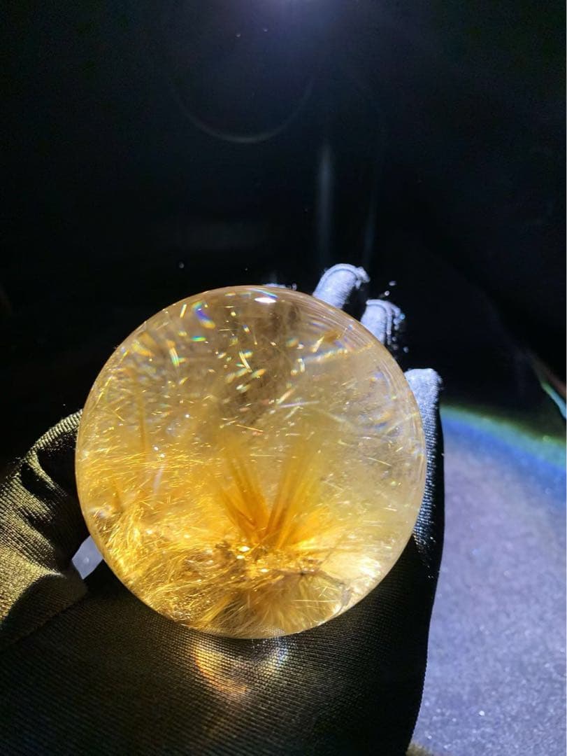 ⭐︎【極上品】ゴールド ルチル クオーツ 置物 65.5mm