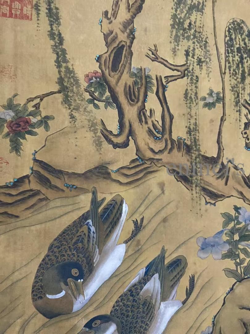 中国古美術 宋代 李迪款 花鳥画 絹布 肉筆 唐物 書道 水墨画 掛け軸