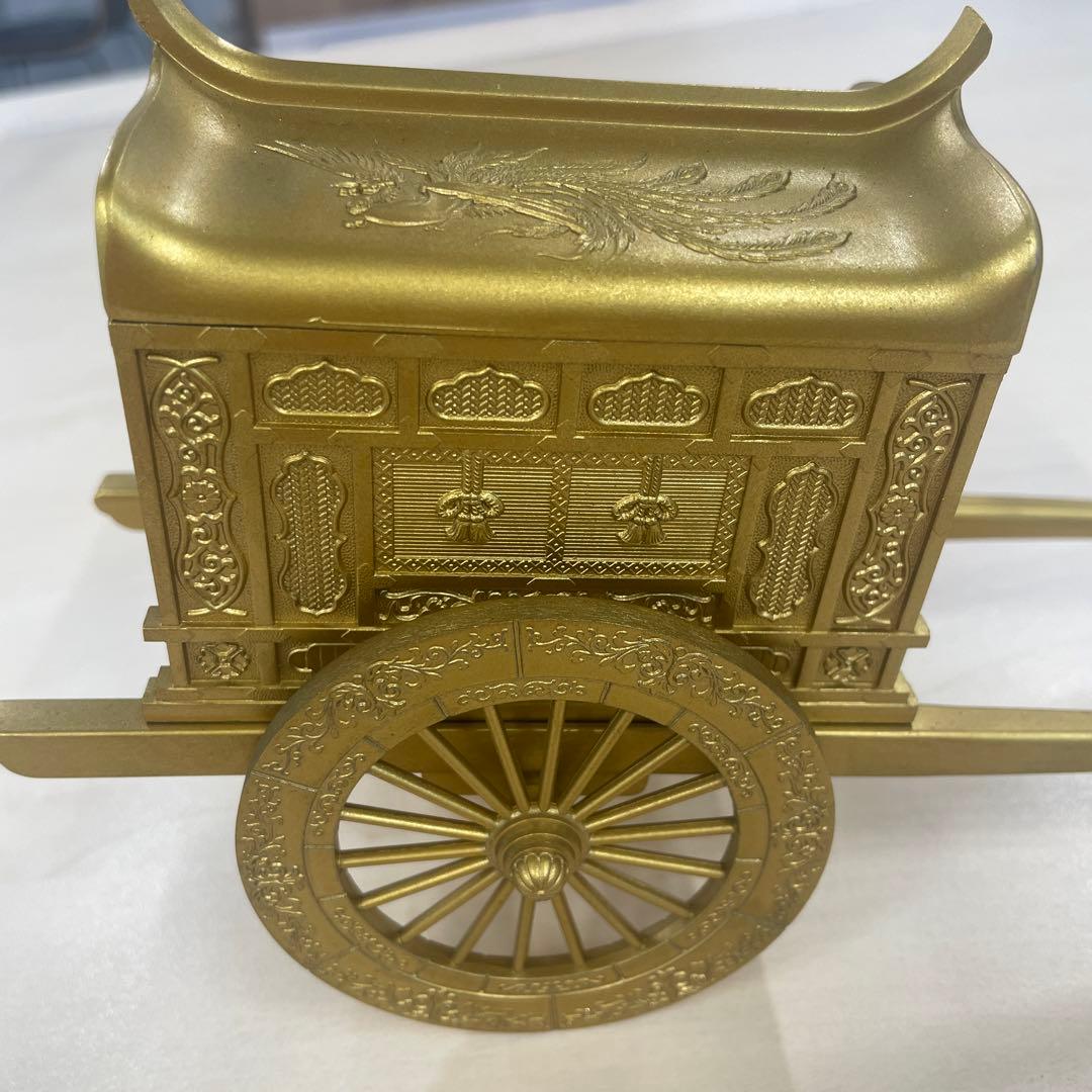 美品】竹 翁斎 御所車 黄金御所車 鳳凰 金メッキ ガラスケース付 光る