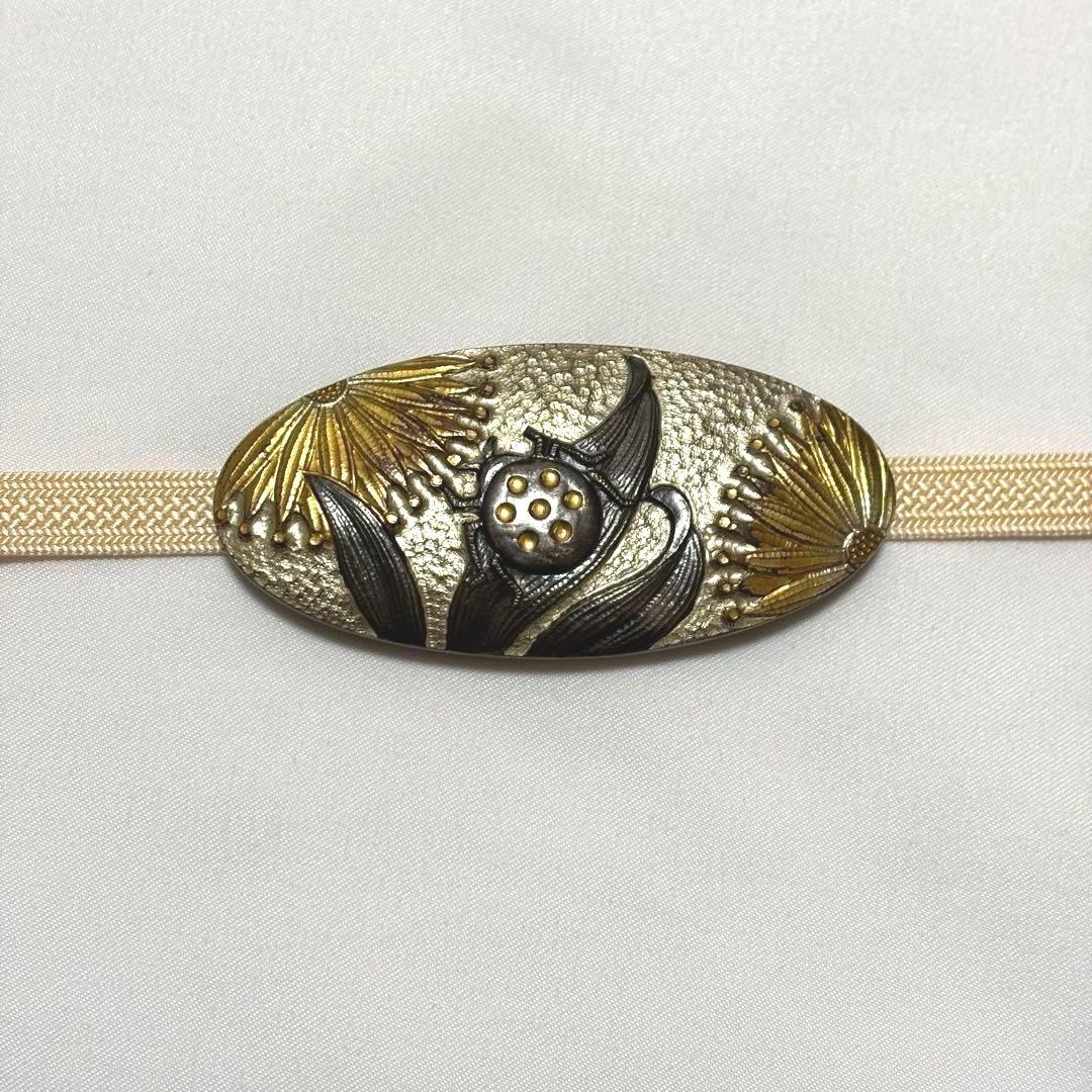 帯留め 彫金 大型金工 てんとう虫 作家物 在銘あり アンティークレトロ