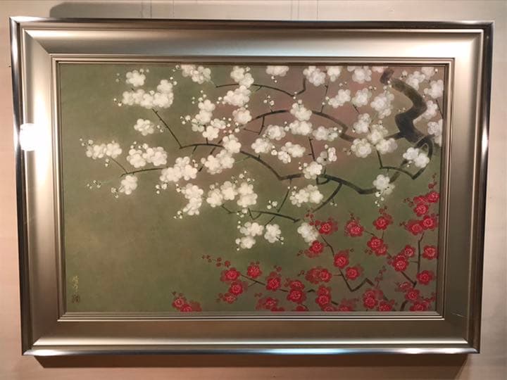 LEMONeDさま専用 村田晴彦「紅梅白梅」日本画M25号 直筆サイン・落款