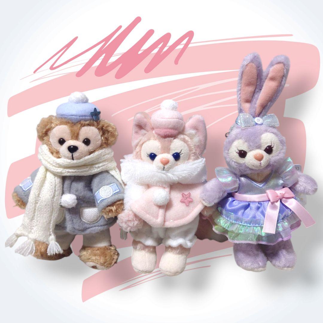 TDS ダンシングスノーフレークス カラフルハピネス ぬいぐるみバッジ 3点 冬の衣装がかわいい！東京ディズニーシー”ダッフィー＆フレンズの