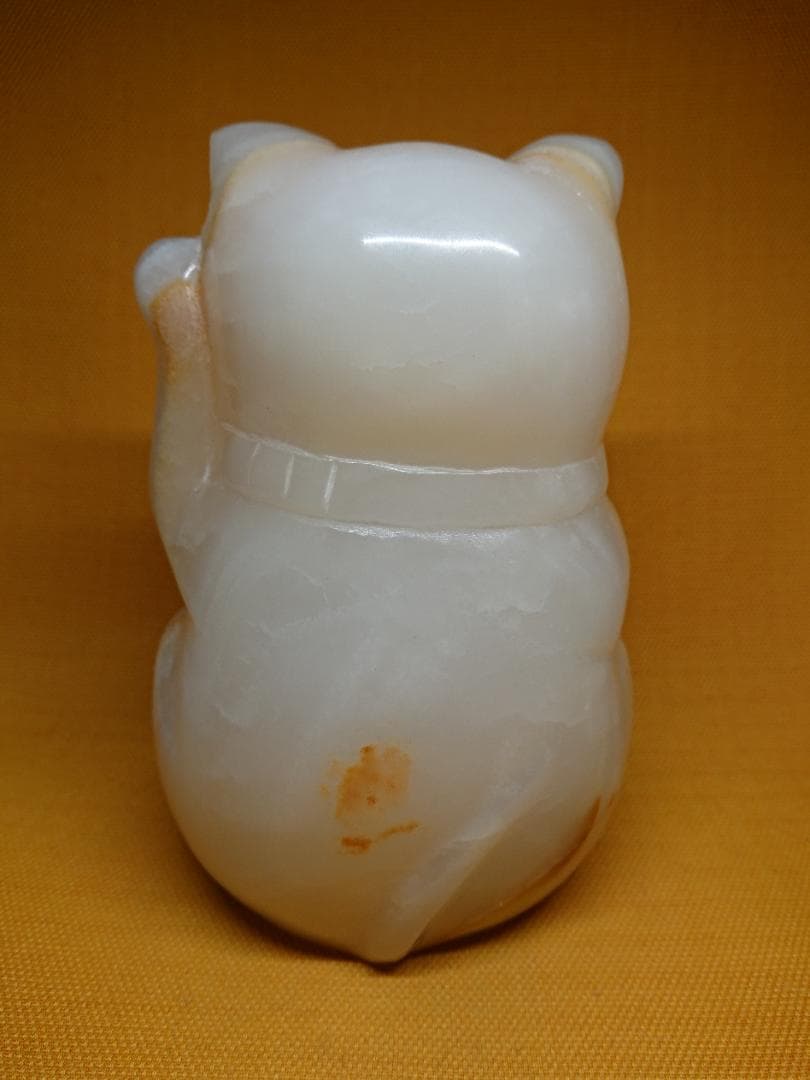猫 招き猫 天然石 彫刻 オブジェ 置物 インテリア 工芸品 美術品 A3322