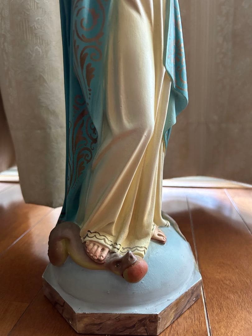 超超希少美48cm】✞ 聖母マリアの連祷像 宗教彫刻