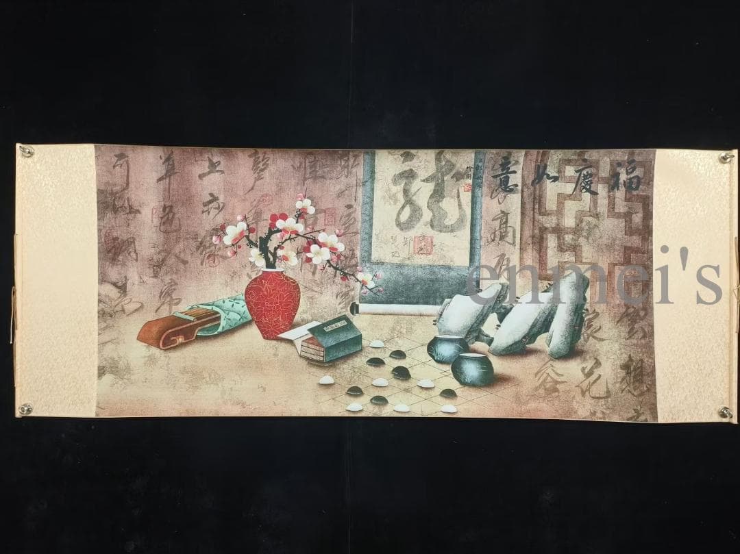 中国古美術 郎世寧作款 福慶如意図 横幅 宣紙 手描き 巻き物 古美味 装飾画 中国古美術 郎世寧作款 福慶如意図 横幅 宣紙 手描き 巻き物 古美味