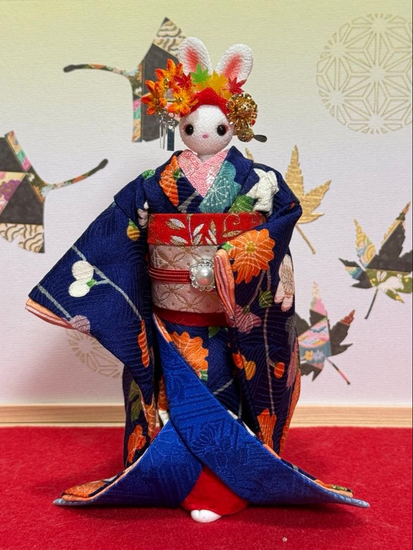もみじの簪 舞妓さん 創作ちりめんうさぎ人形 ちりめん人形 - メルカリ