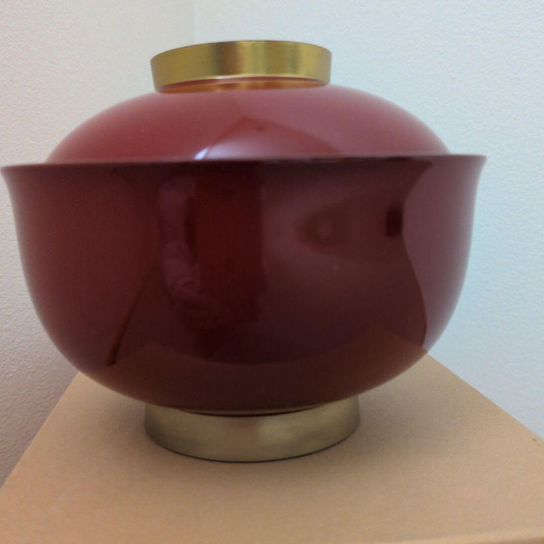 山中漆器　蓋付き椀　羽反雑煮椀　総朱漆金ライン　5客セット　新品未使用 蓋付き 羽反 雑煮椀 おしゃれ 電子レンジ対応 食洗機対応 14cm レンジ
