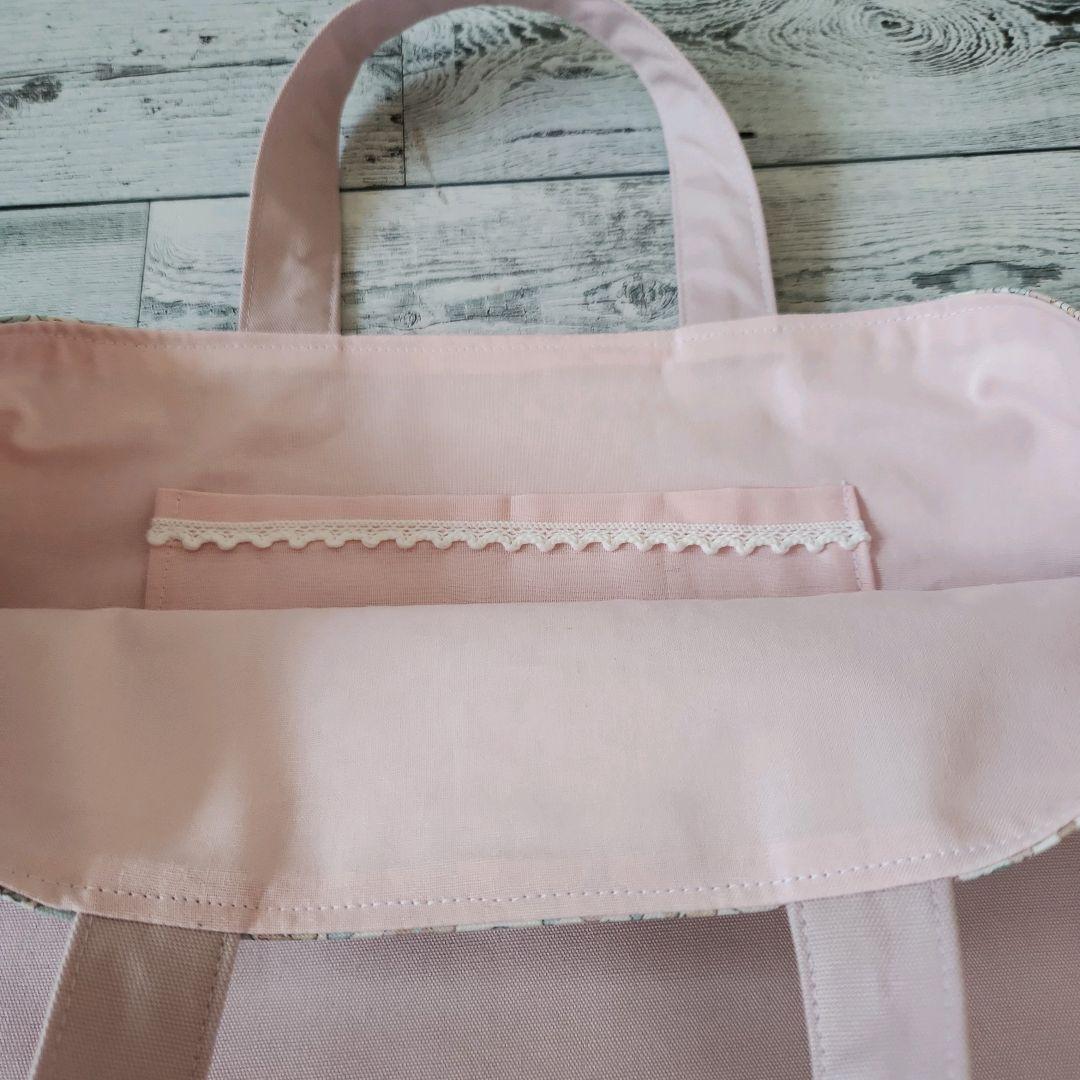 TKR♡71様オーダー☆リバティフリルのレッスンバックセット 上品ピンク