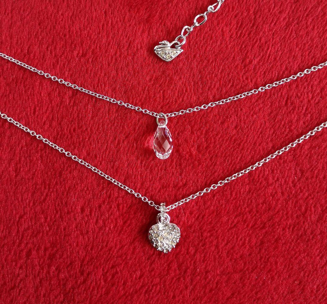 ヴィンテージ Swarovski ネックレス 2連 スワン留め具 刻印入り - メルカリ