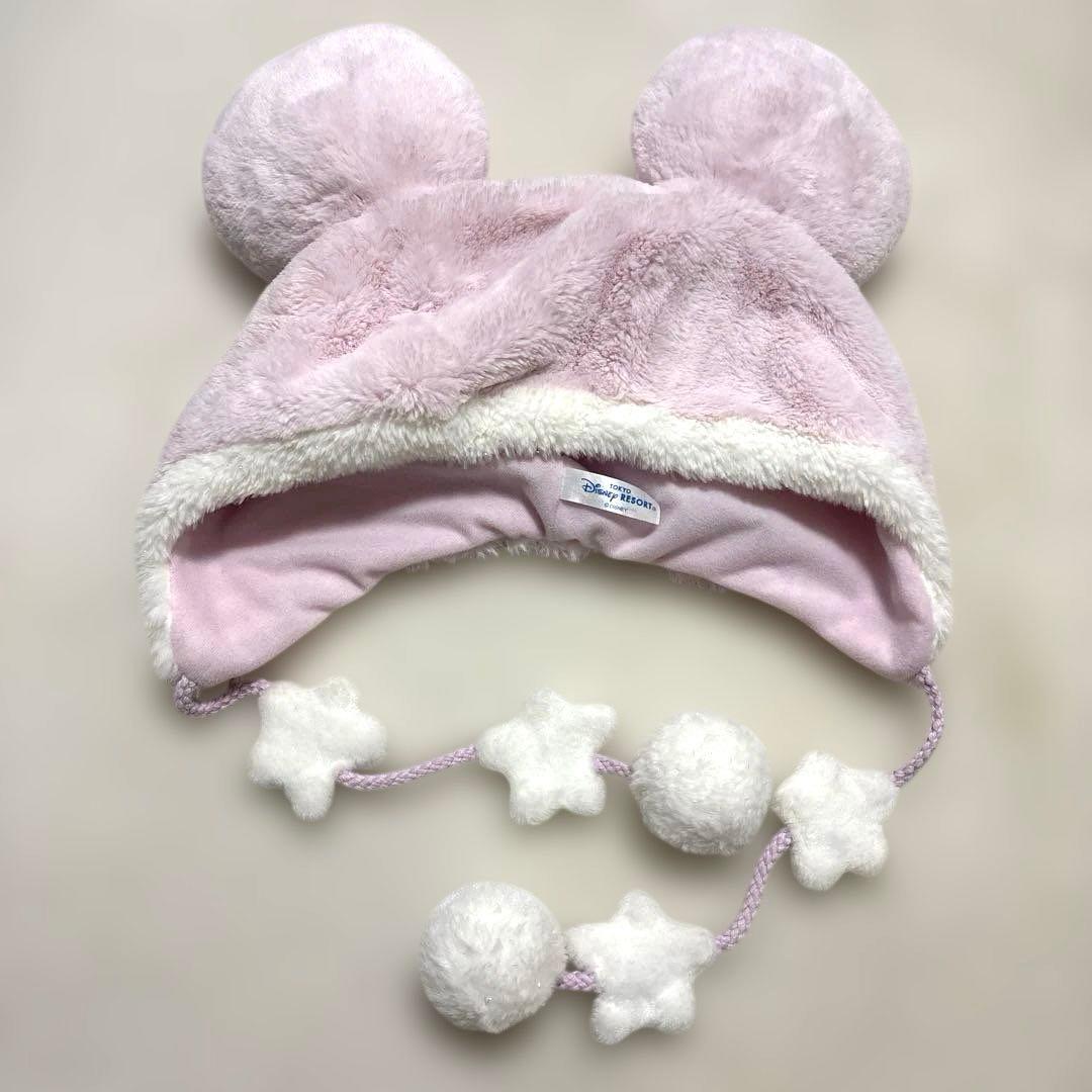 ディズニー リゾート ファンキャップ 水色 ピンク モコモコ 冬 ランド