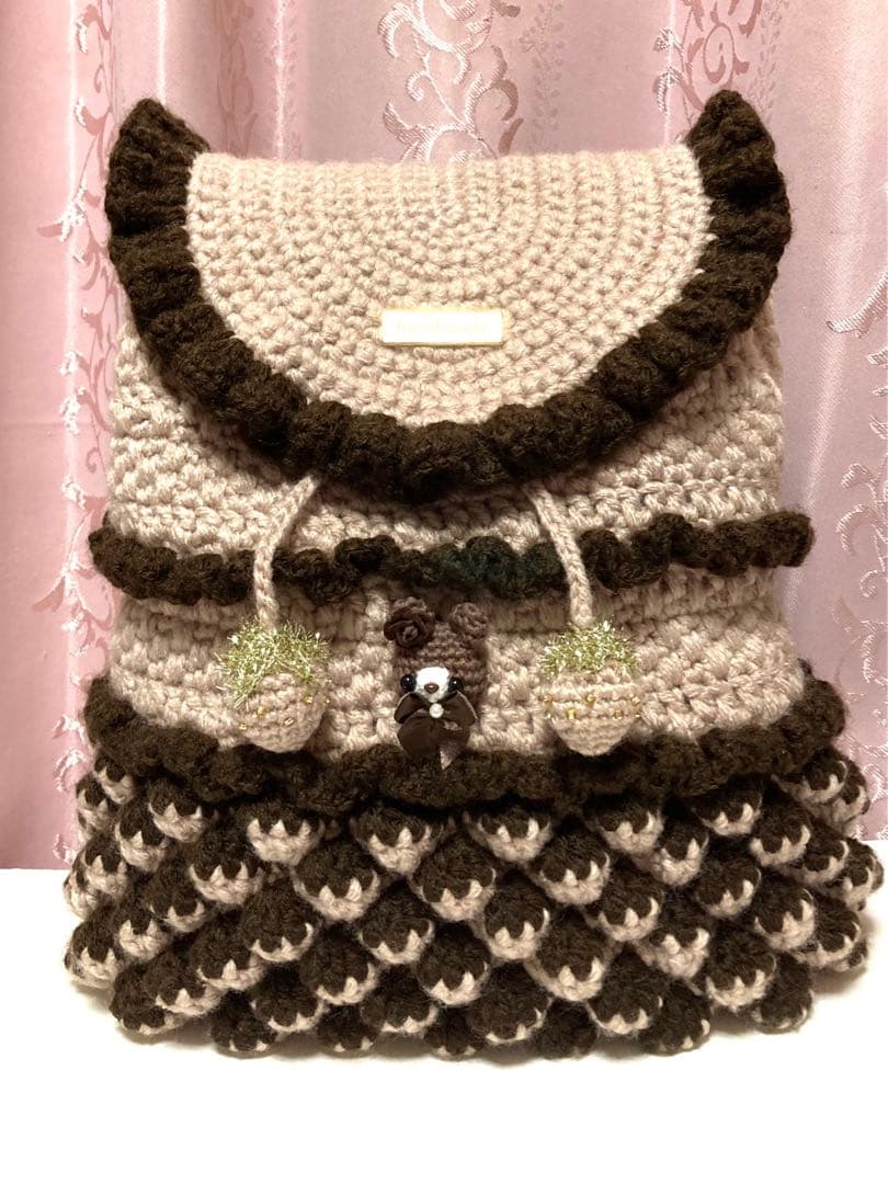 ♥️手編み♥️ハンドメイド♥️フリルリュックバッグ♥️数量限定♥️ ショルダーバッグにもなる「フリルリュック」の作り方｜ぬくもり