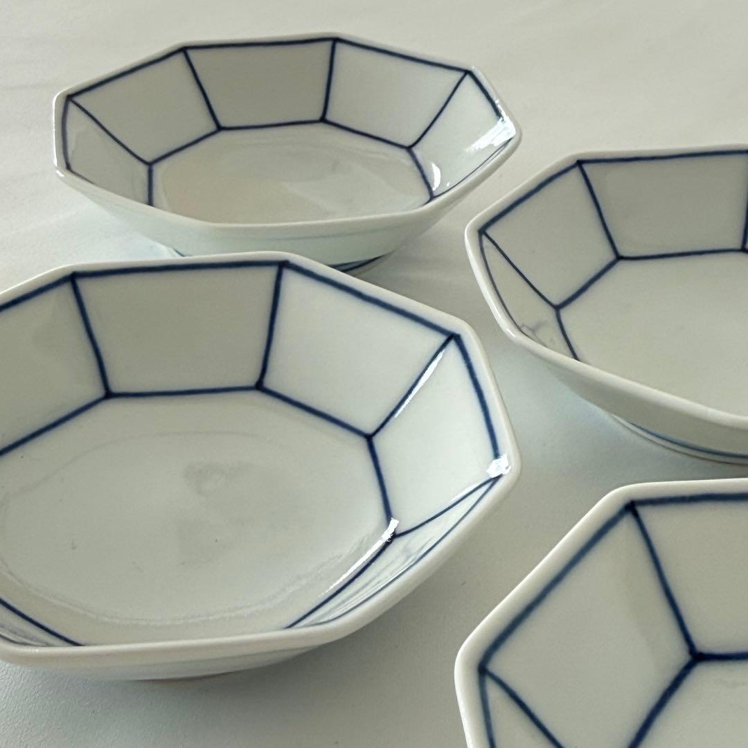 清水焼 八角形の陶器製小皿 5枚セット 平安賀峰