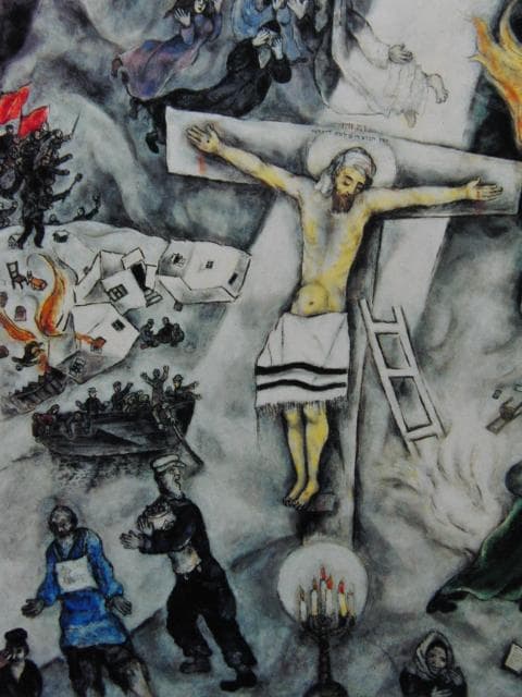 マルク・シャガール、【白い磔刑】、希少な画集画、新品高級額・額装付