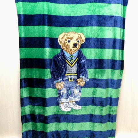 ポロ ラルフローレン ブランケット POLO BEAR ポロベア ボーダー 紺緑