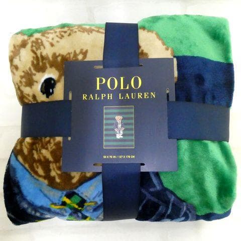 ポロ ラルフローレン ブランケット POLO BEAR ポロベア ボーダー 紺緑