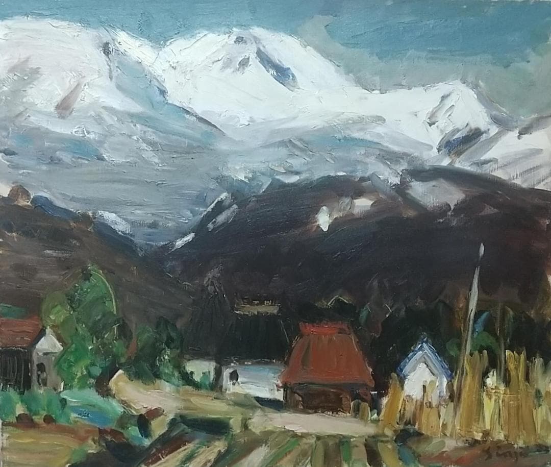「白馬村」'66 絵画 油絵 楽天市場】佐藤純一「白馬」油絵・油彩画F20(20号) : 内田画廊