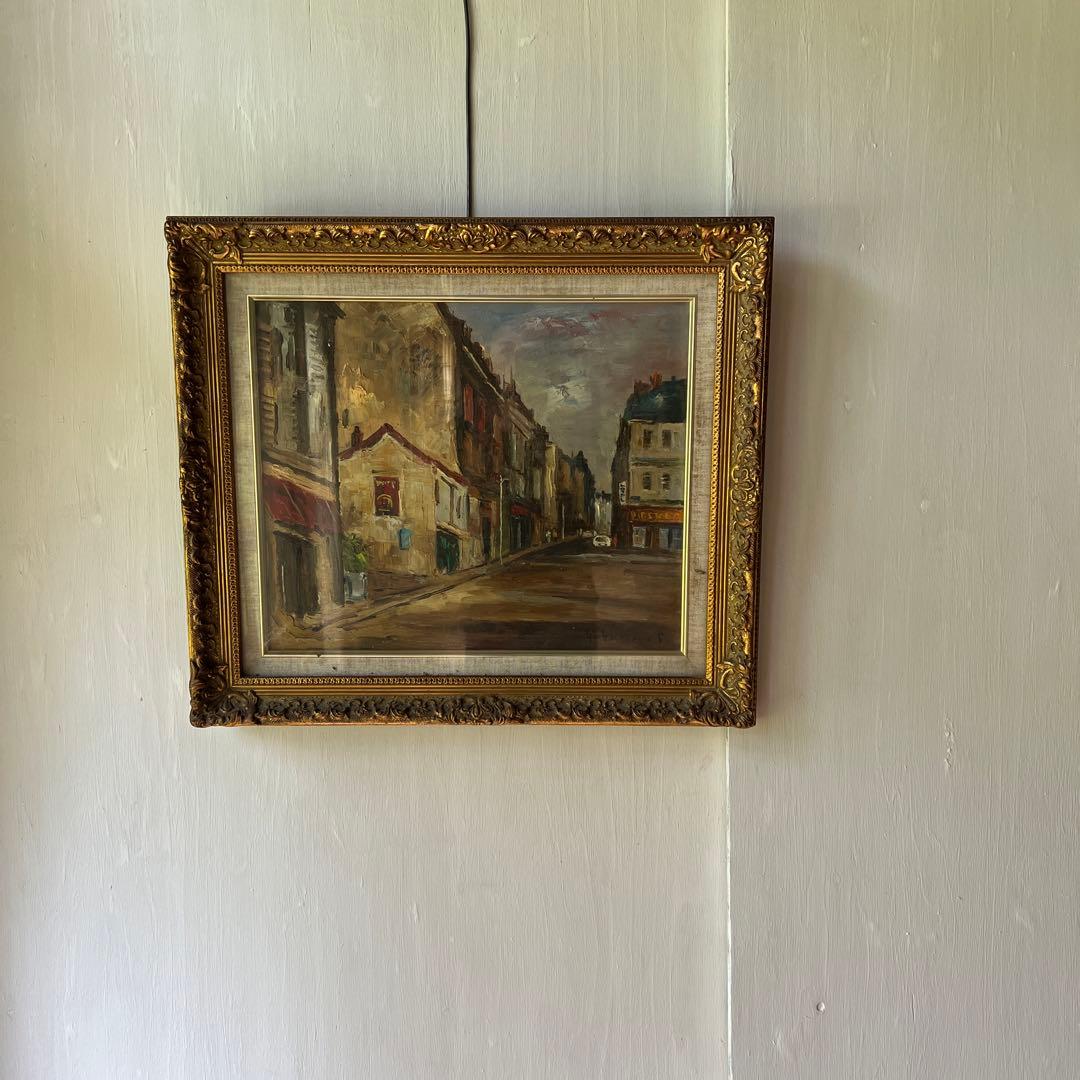 佐伯与吉郎　原画　パリ　古い郊外　油彩画 油絵 風景画 F8号 佐伯与吉郎 原画 パリ 古い郊外 油彩画 油絵 風景画 F8号 - メルカリ