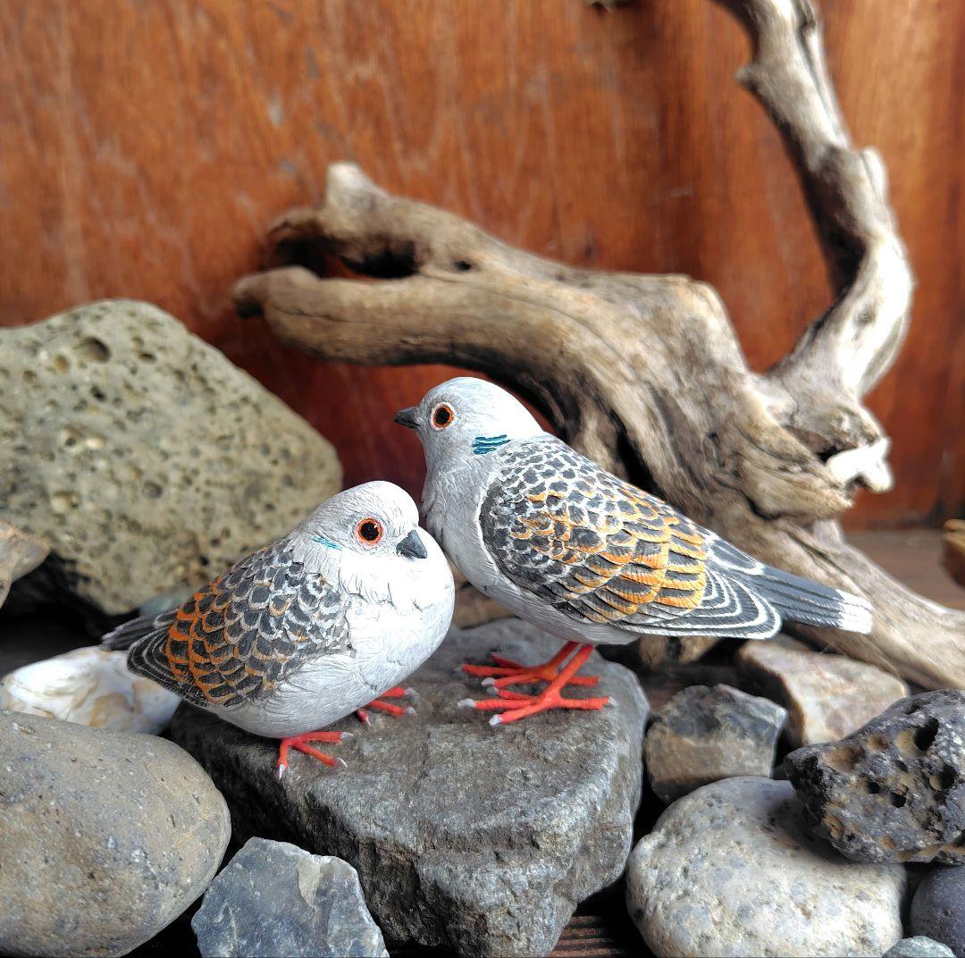 小さなバードカービング キジバト 野鳥 木彫 鳥 - メルカリ