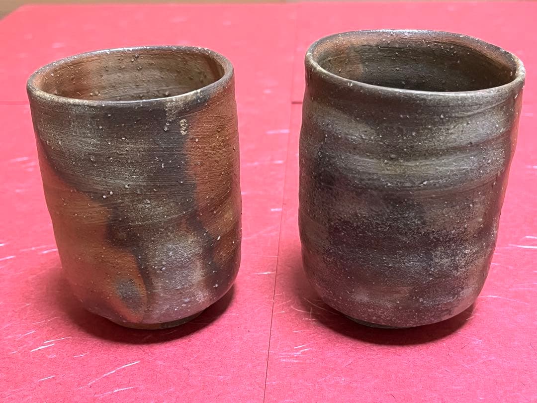 小西陶蔵作 備前焼 夫婦湯呑 力強