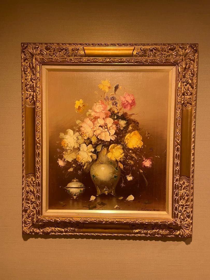 油絵  花　大きめサイズ　ハンガリー作家 楽天市場】「マーガレット」SOO（横長ワイドサイズ油彩画[油絵