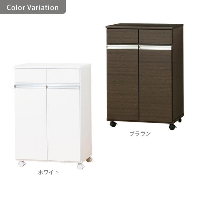 《新品・送料無料》ダイニングダストボックス２Ｄ (ホワイト) (ブラウン)